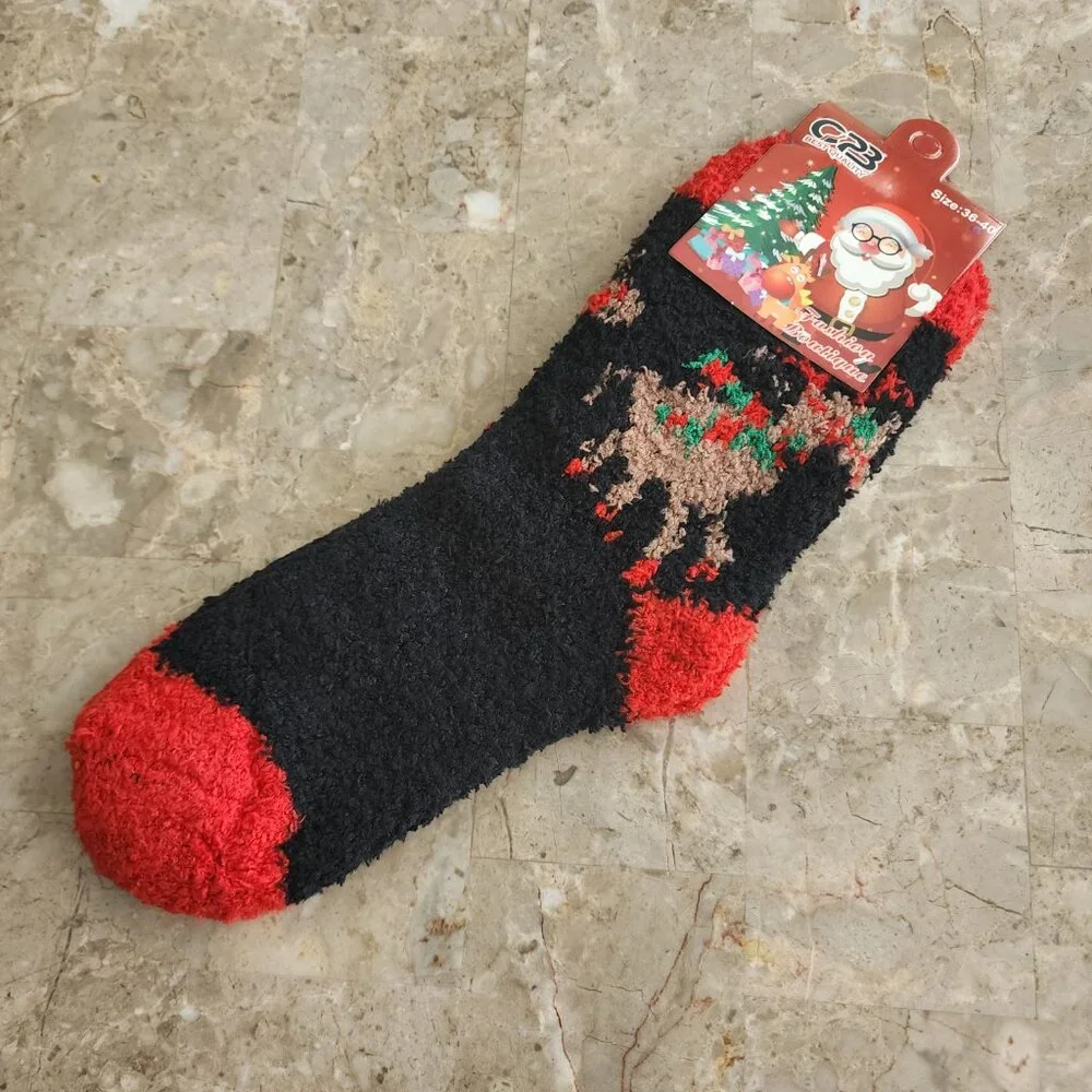Women's Colorful Christmas Fluffy Socks (2pk)
